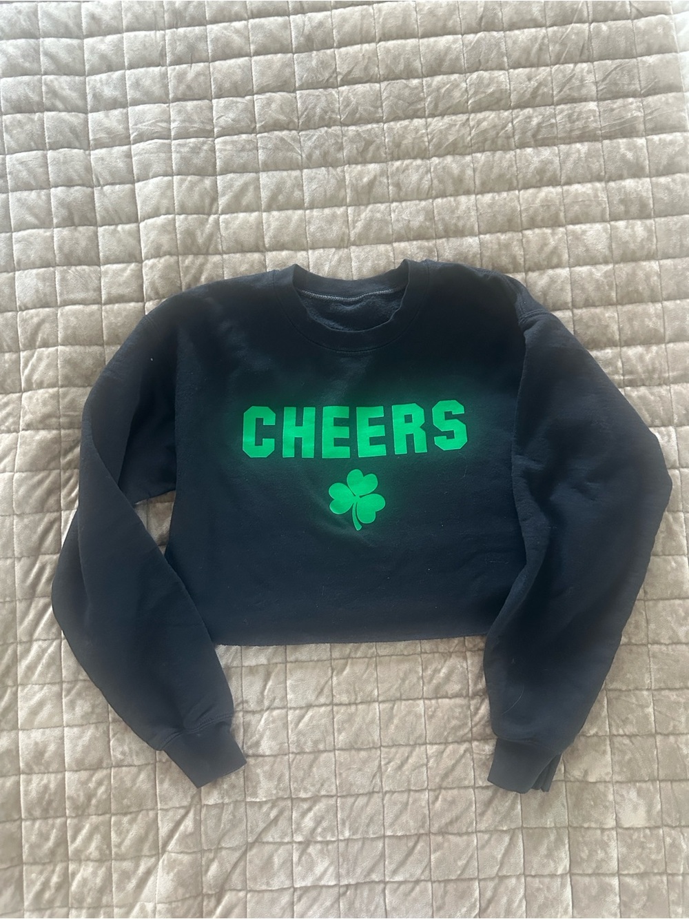 St. Patricks Day Green and Black Cropped Sweatshirt - Women, Size Small